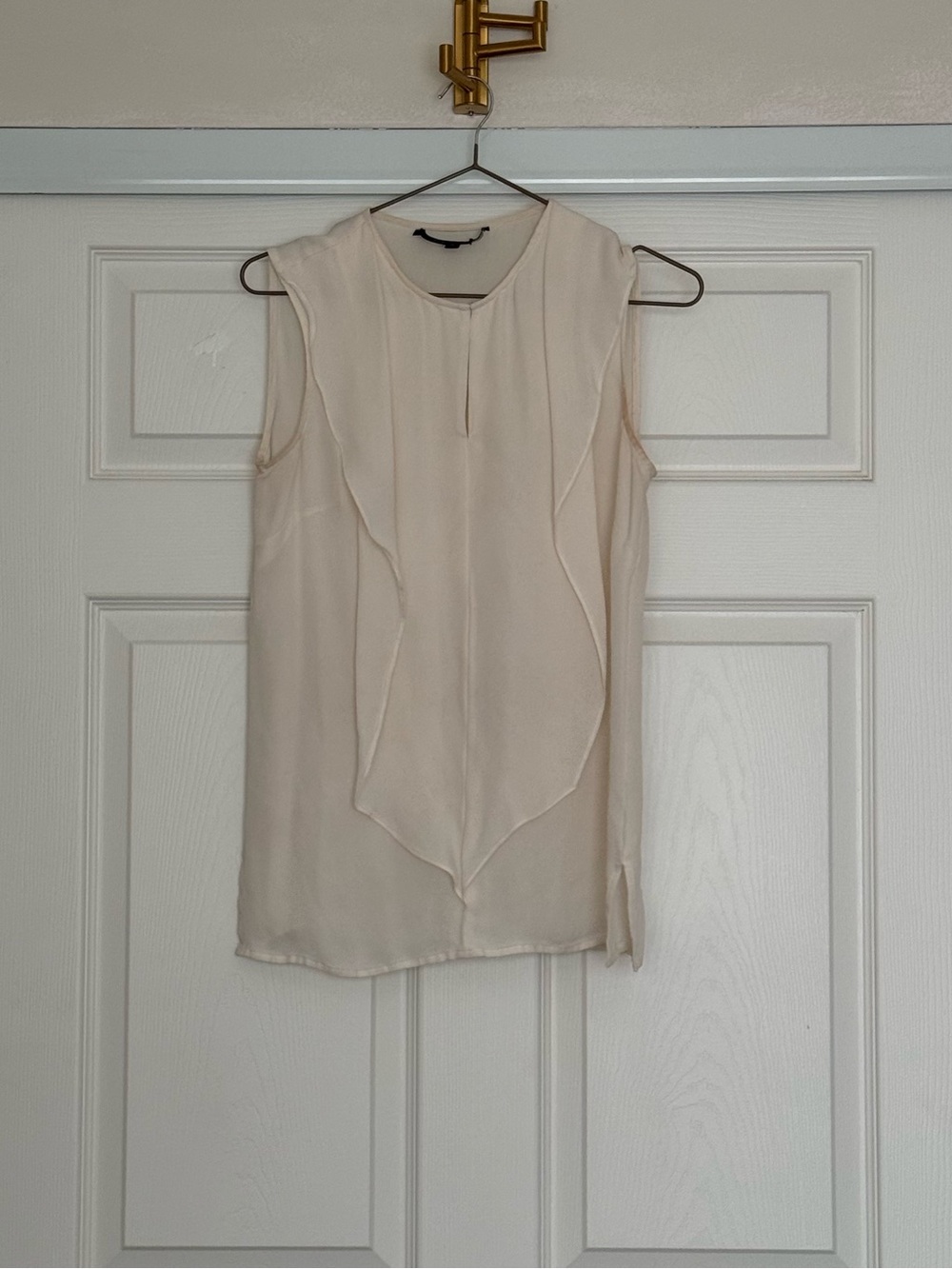 St. John Sleeveless Ruffle-Front Camisole in Soft Cream